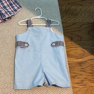 TBBC Blue Jon Jon Gingham Kids Overalls
